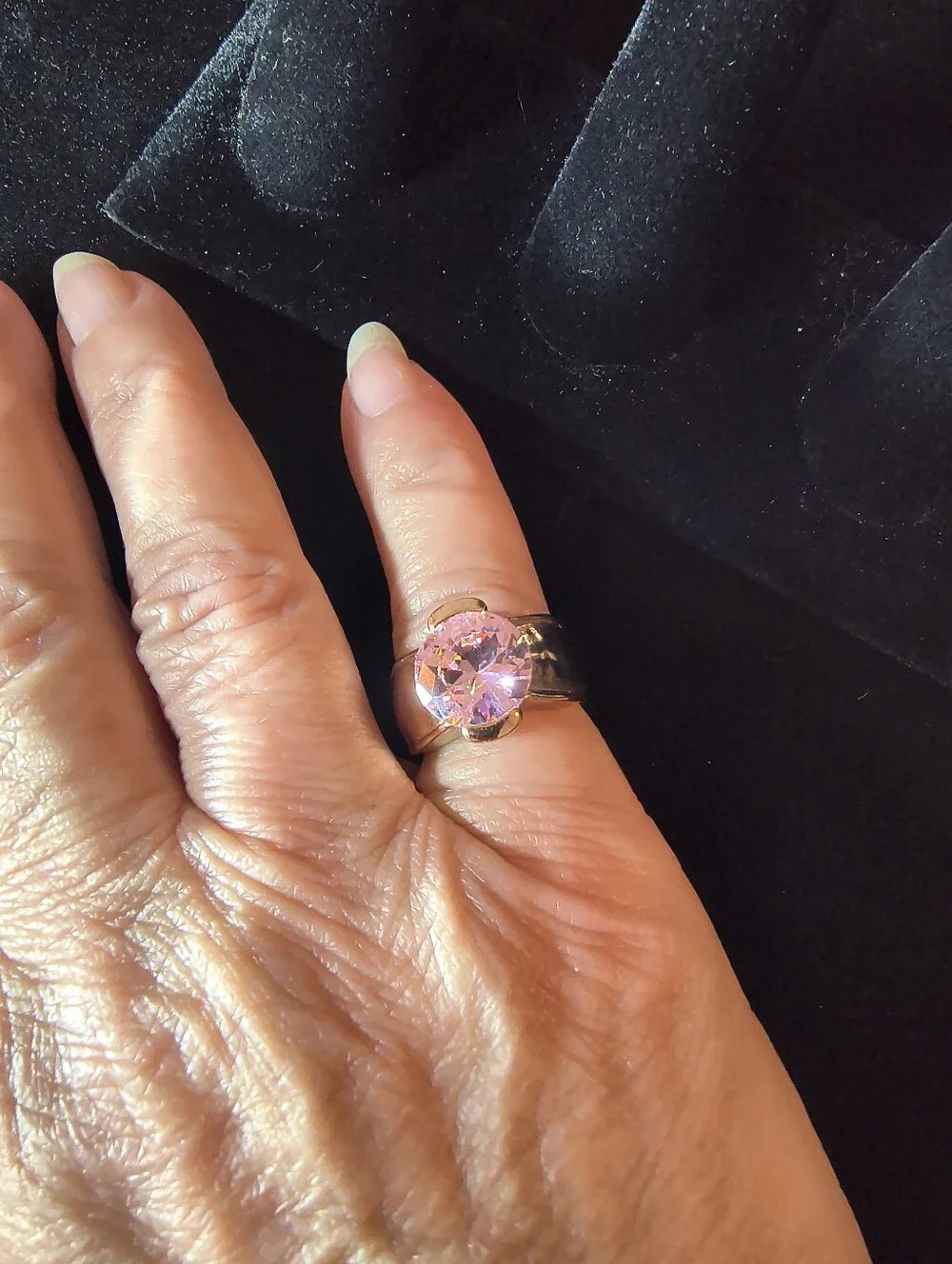 Vintage 1993 Pink Ice AAA+ CZ Gold Plated Cocktail Ring NOS Size 8